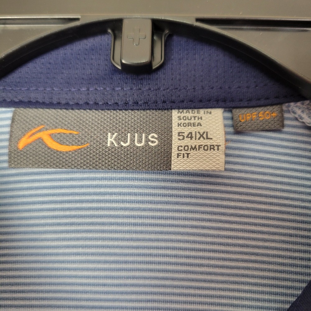 KJUS Mens XL Blue Striped Polo Long Sleeve Comfort Fit Golf Shirt UPF 50+ - Picture 5 of 8